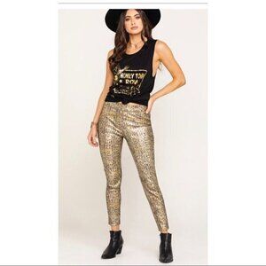 FREE PEOPLE Metallic Snake Print Leggings Small